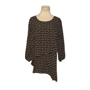 APT. 9 Black brown geometrical print layered asymmetric tunic blouse size Large